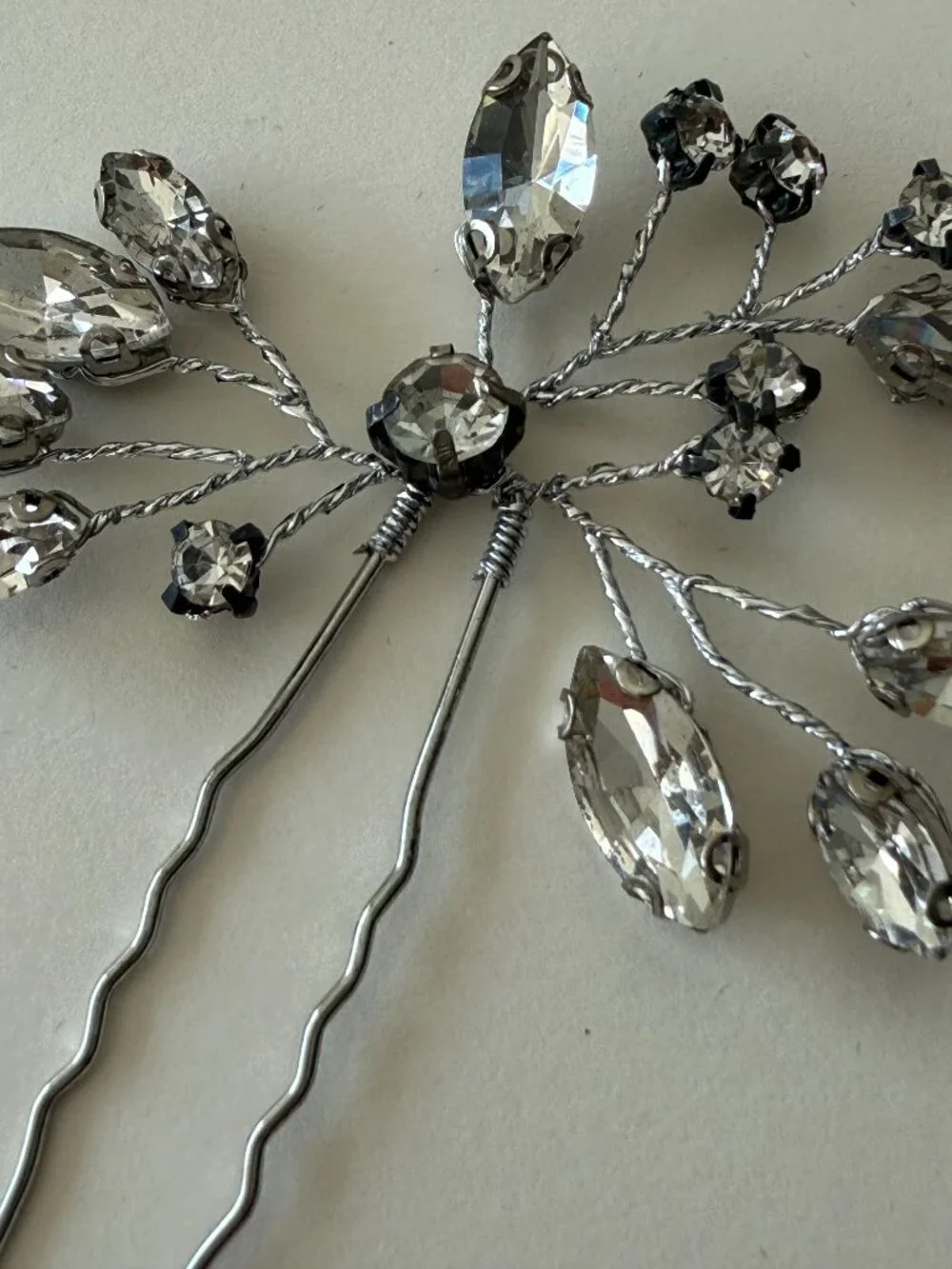 UNICRA Set of 3 Crystal Bridal Hair Pins Silver Rhinestone Wedding Updo